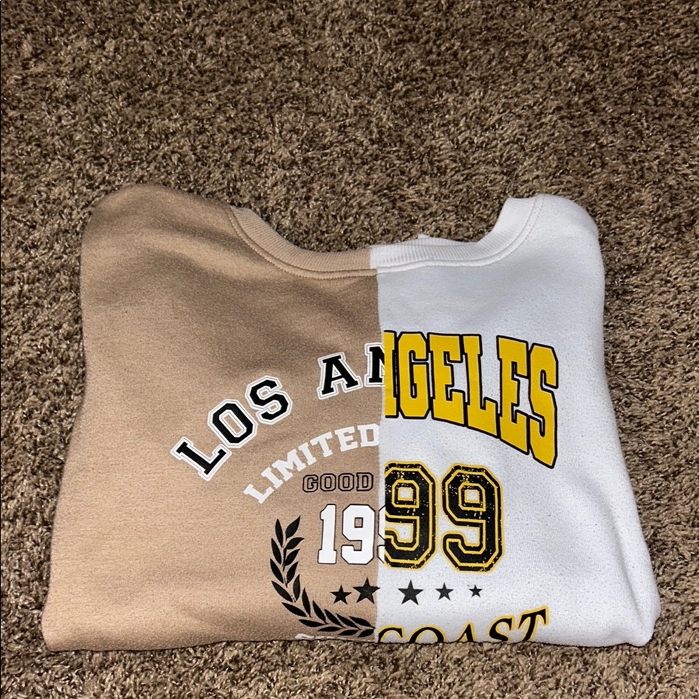 Rue21 Tan and White Graphic Sweatshirts